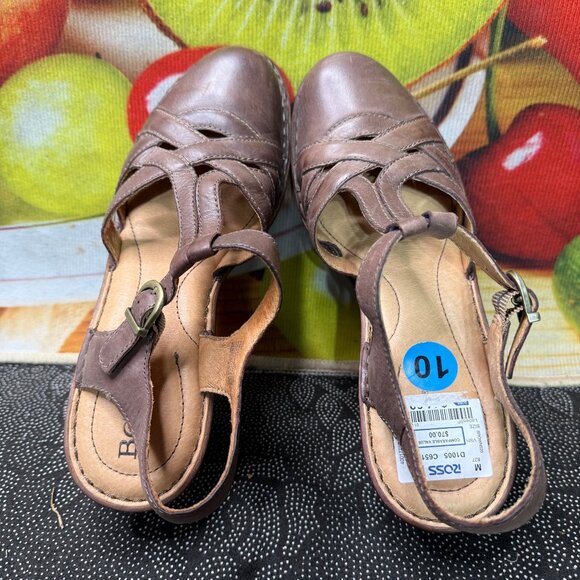 Børn Brown Leather Strappy Heeled Sandals Size 10M Handcrafted Footwear - Picture 8 of 9